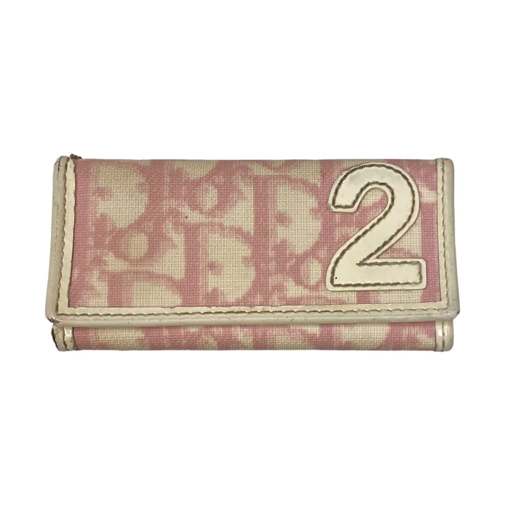 Vintage Christian Dior Pink Monogram Trotter 2 Keyring Holder